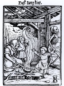 Death Taking a Child, da série &39;Dance of Death&39;, gravada por Hans Lutzelburger, c.1526-8 de Hans Holbein der Jüngere