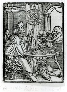 Morte e o astrônomo, de "A dança da morte", gravada por Hans Lutzelburger, c.1538 de Hans Holbein der Jüngere