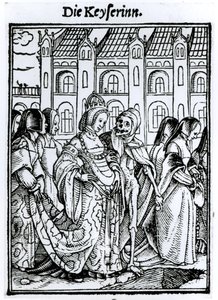 Morte e a Imperatriz, de "A Dança da Morte", gravada por Hans Lutzelburger, c.1538 de Hans Holbein der Jüngere