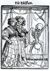 Morte e a nobre, de "A dança da morte", gravada por Hans Lutzelburger, c.1538 de Hans Holbein der Jüngere
