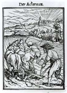 Morte e o lavrador, de &39;A dança da morte, gravada por Hans Lutzelburger, c.1538 de Hans Holbein der Jüngere