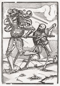 A morte chega ao cavaleiro ou ao conde, de &39;Der Todten Tanz&39;, publicada em Basiléia, 1843 de Hans Holbein der Jüngere