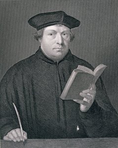 Martinho Lutero (1483-1546), gravado por W. Holl, de &39;World Religion&39;, publicado por A. Fullarton und Co. de Hans Holbein der Jüngere
