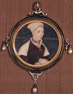 Retrato em miniatura de Jane Small, anteriormente conhecido como Mrs. Robert Pemberton, c.1540 (wc em velino montado em baralho)