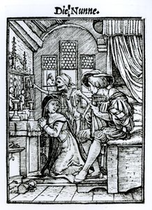 A freira, de "A dança da morte", gravada por Hans Lutzelburger, c.1538 de Hans Holbein der Jüngere