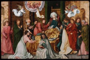 Dormition de la Vierge Marie - A Dormição da Virgem - Holbein, Hans, o Velho (1465-1524) - 1492 - Óleo sobre madeira - 150x 228,5 - Szepmuveszeti Muzeum, Budapeste