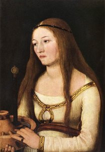 Katharina Schwarz com os atributos da sua santa homónima de Hans Holbein the Elder