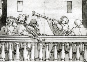 Músicos de Henrique VIII (caneta e tinta no papel) de Hans Holbein the Elder