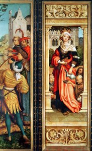 St. Elizabeth of Hungary (1207-31) painel do lado direito do Tríptico de São Sebastião, 1516