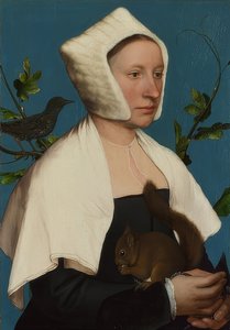 Senhora com esquilo e estrela (Anne Lovell). Por volta de 1526-28 de Hans Holbein der Jüngere