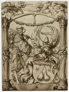 Desenho para as armas heráldicas suíças de Hans Holbein the Younger