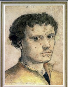 Chefe de um jovem, 1523 (gizes, tinta e papel) de Hans Holbein der Jüngere