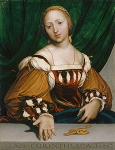 Laïs de Corinto, 1526 (óleo em limewood) de Hans Holbein der Jüngere