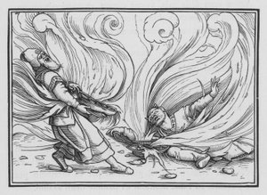 Nadab e Abihu são mortos pelo fogo, Levítico X, 1, 2 de Hans Holbein der Jüngere