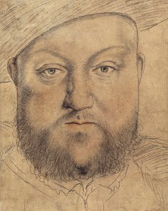 Retrato do Rei Henrique VIII (Henri VIII) de Inglaterra par Holbein, Hans, o Jovem (1497-1543), c.1540 - Carvão vegetal, pastel e sangue sobre cartão - Staatliche Graphische Sammlung, Munique de Hans Holbein der Jüngere