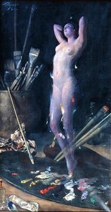 No Estúdio: Visão do Artista, c.1900 (óleo sobre tela) de Hans Holtzbecher