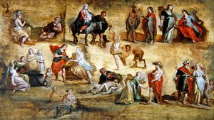 Cenas mitológicas e religiosas: Um Workshop Modello (óleo sobre painel)