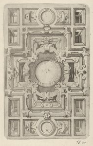 Projeto para um teto com tiras e um centro em forma de cruz, 1609. de Hans Jakbob Ebelmann