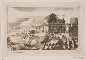 Paisagem com Jesus e dois apóstolos em frente a um portão da cidade de Hans Jørgen Kirksteen
