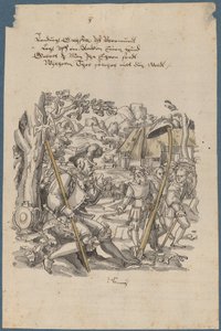 William Tell se recusa a honrar o chapéu do governador Gessler de Hans Kaspar Lang the Elder