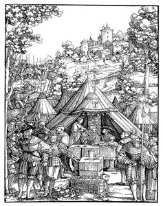 Carlos V num acampamento militar de Hans Leonard Schaufelein
