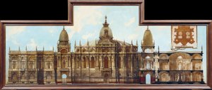 Projeto para um palácio: parte traseira e planta baixa de Hans Makart