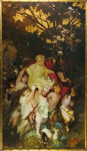 Modern Amoretti, Tríptico, painel central, 1868. de Hans Makart
