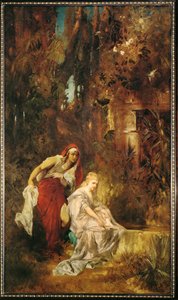 Branca de Neve adormecida ... (pintura sobre tela) de Hans Makart