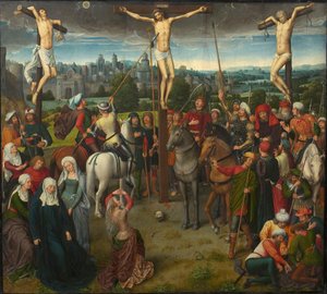 Tríptico do Calvário, painel central, década de 1480. de Hans Memling