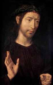 Christ Blessing par Memling, Hans (1433/40-1494). Óleo sobre madeira, tamanho : 53,4x39,1 de Hans Memling