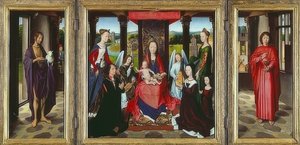 Virgem e Criança com Santos (O Tríptico de Donne). Por volta de 1478 de Hans Memling