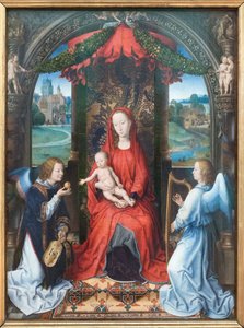 Madonna e Criança entronizadas com anjos de Hans Memling
