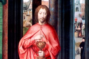 Casamento místico de Santa Catarina e outros santos, detalhe, c1453-1494 de Hans Memling