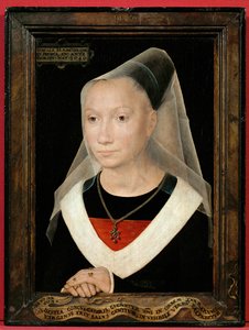 Retrato de uma jovem mulher (ofegante) de Hans Memling