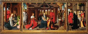 Tríptico: A Natividade - A Adoração dos Reis - (ofegante) de Hans Memling