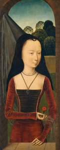 Jovem mulher com um rosa, ca. 1485-90. de Hans Memling