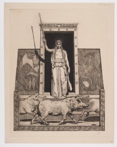 Dinamarquês: Circe transforma os homens de Odisseu em porcos de Hans Nikolaj Hansen