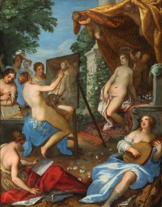 Alegoria das artes com Pictura a pintar Vénus de Hans Rottenhammer