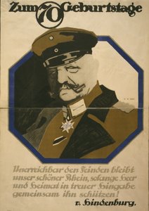 Cartaz comemorando o 70º aniversário do marechal-de-campo Paul von Hindenburg, 1917