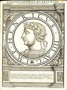 Henry, 4, a partir dos imperadores romanos de leste e oeste mais verdadeiras imagens de moedas antigas, gravura por Rudolph Wyssenbach, impressos por Andreas Gessner, Zurique, de Hans Rudolf Manuel Deutsch