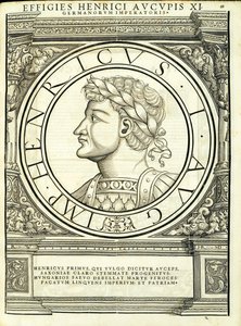 Henry 1 passarinheiro, do comandante geral dos Roman Leste e Oeste mais verdadeiras imagens de moedas antigas, gravura por Rudolph Wyssenbach, impressa por Andreas Gessner Z