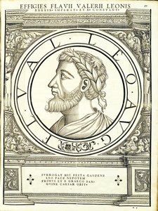 O leão 1, do comandante geral dos Roman Leste e Oeste mais verdadeiras imagens de moedas antigas, gravura por Rudolph Wyssenbach, impressa por Andreas Gessner, Zurique, 1559
