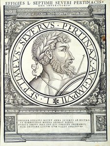 Septimus Severus, do comandante geral dos Roman Leste e Oeste mais verdadeiras imagens de moedas antigas, gravura por Rudolph Wyssenbach, impressos por Andreas Gessner, Z