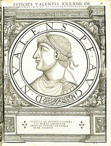Forte ilustração comandante geral das Roman Leste e Oeste mais verdadeiras imagens de moedas antigas, gravura por Rudolph Wyssenbach, impressa por Andreas Gessner, Zurique, 1559