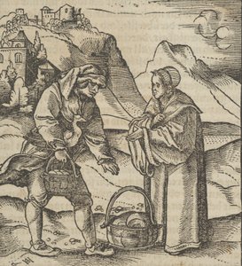 Um fazendeiro e seu patrono, de Hymmelwagen auff dem, wer wol leben..., 1517. de Hans Schäufelein the Elder