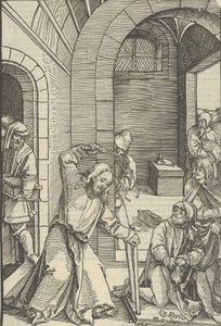 Cristo Purificando o Templo, do Espelho da Paixão de Nosso Senhor Jesus Cristo, 1507 de Hans Schäufelein the Elder