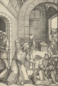 Cristo Purificando o Templo, do Espelho da Paixão de Nosso Senhor Jesus Cristo, 1507 de Hans Schäufelein the Elder