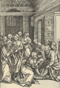 Cristo lavando os pés de São Pedro, do Espelho da Paixão de Nosso Senhor Jesus Cristo, 1507 de Hans Schäufelein the Elder
