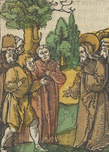 Cristo e os fariseus, de Das Plenarium, 1517. de Hans Schäufelein the Elder