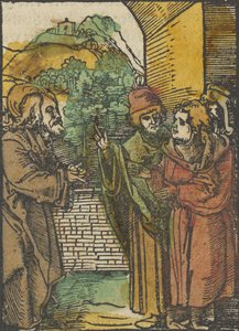 Cristo e os fariseus, de Das Plenarium, 1517. de Hans Schäufelein the Elder